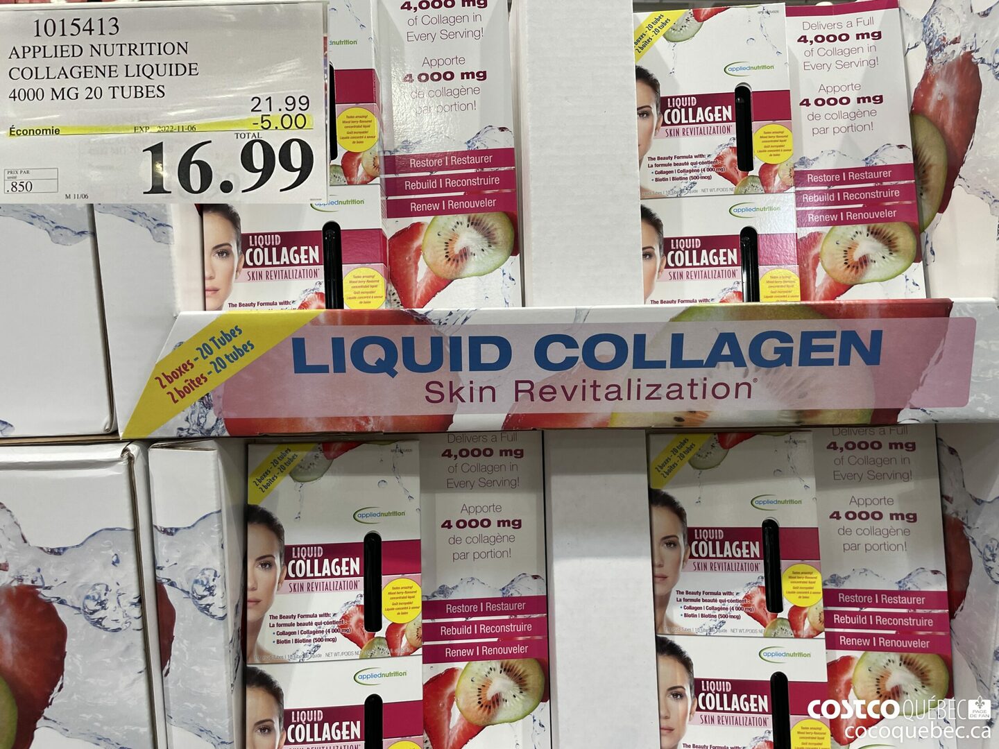 1015413 APPLIED NUTRITION COLLAGENE LIQUIDE 4000 MG 20 TUBES ($5.00 INSTANT SAVINGS EXPIRES ON 2022-11-06) $16.99