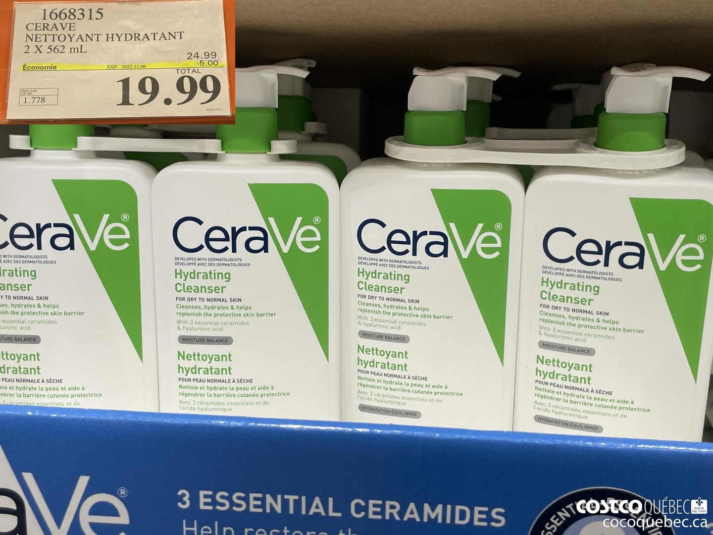 1668315 CERAVE NETTOYANT HYDRATANT ($5.00 INSTANT SAVINGS EXPIRES ON 2022-11-06) $19.99