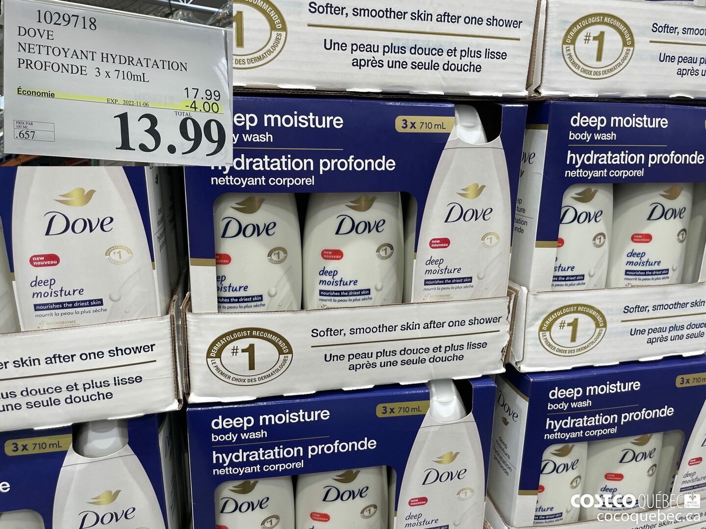 1029718 DOVE NETTOYANT HYDRATATION PROFONDE   ($4.00 INSTANT SAVINGS EXPIRES ON 2022-11-06) $13.99