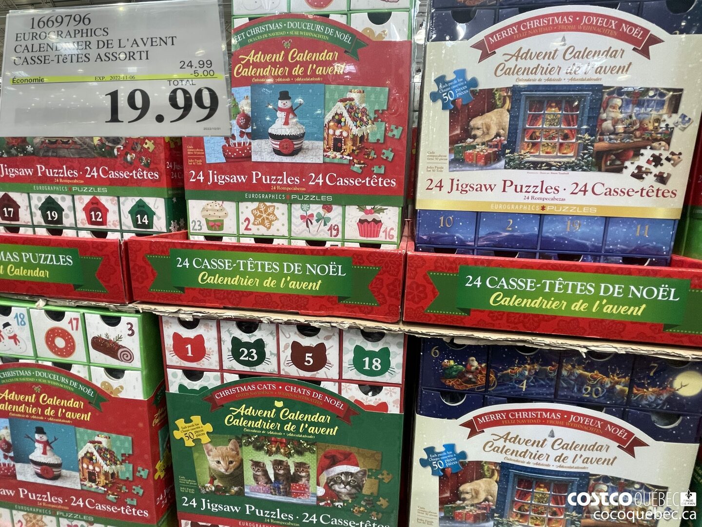 1669796 EUROGRAPHICS CALENDRIER DE L'AVENT CASSE-TéTES ASSORTI  ($5.00 INSTANT SAVINGS EXPIRES ON 2022-11-06) $19.99