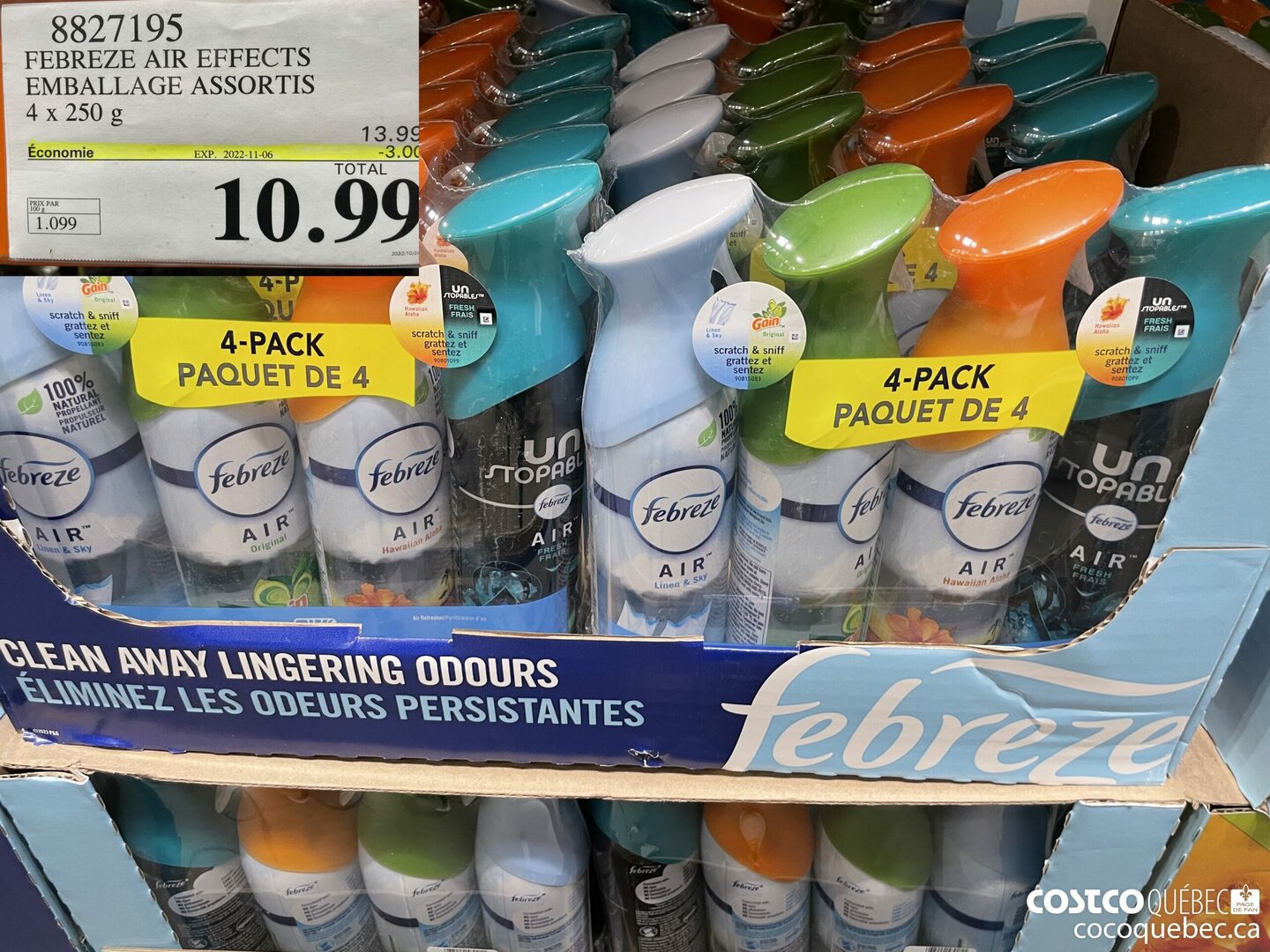 8827195 FEBREZE AIR EFFECTS EMBALLAGE ASSORTIS 4x 250 g  ($3.00 INSTANT SAVINGS EXPIRES ON 2022-11-06) $10.99