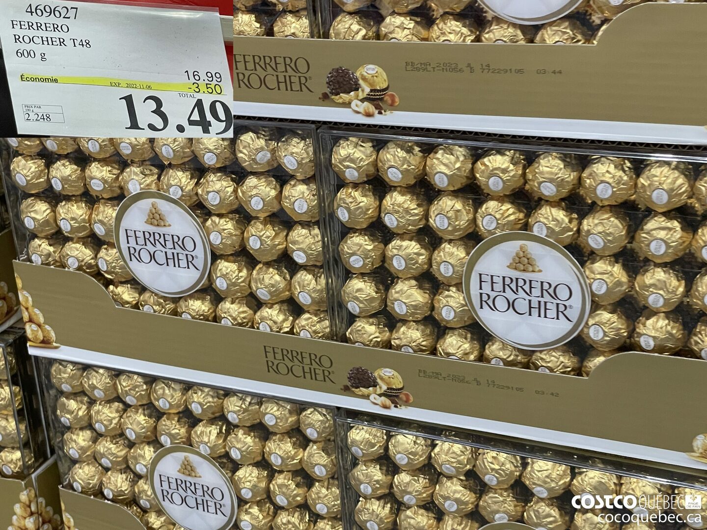 469627 FERRERO ROCHER T48 600 G  ($3.50 INSTANT SAVINGS EXPIRES ON 2022-11-06) $13.49