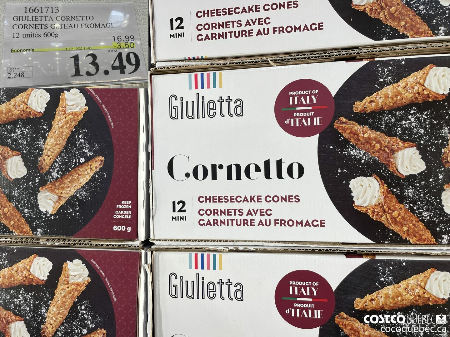 1661713 GIULIETTA CORNETTO CORNETS G.aTEAU FROMAGE 12 unités 600g  ($3.50 INSTANT SAVINGS EXPIRES ON 2022-11-06) $13.49