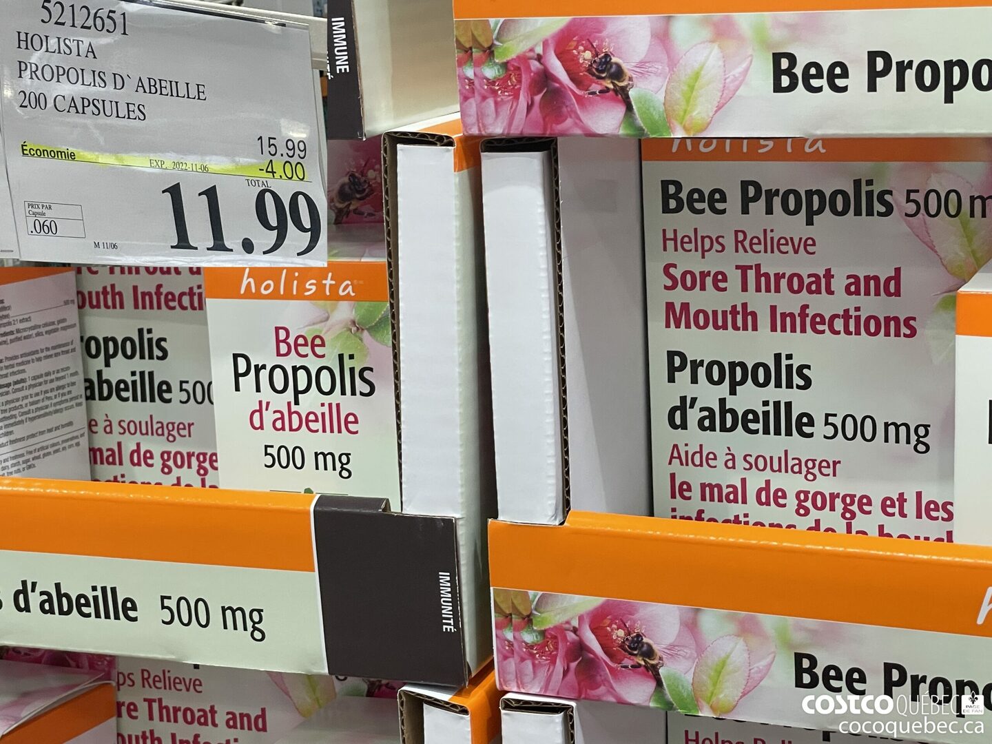 5212651 HOLISTA PROPOLIS D'ABEILLE 200 CAPSULES ($4.00 INSTANT SAVINGS EXPIRES ON 2022-11-06) $11.99