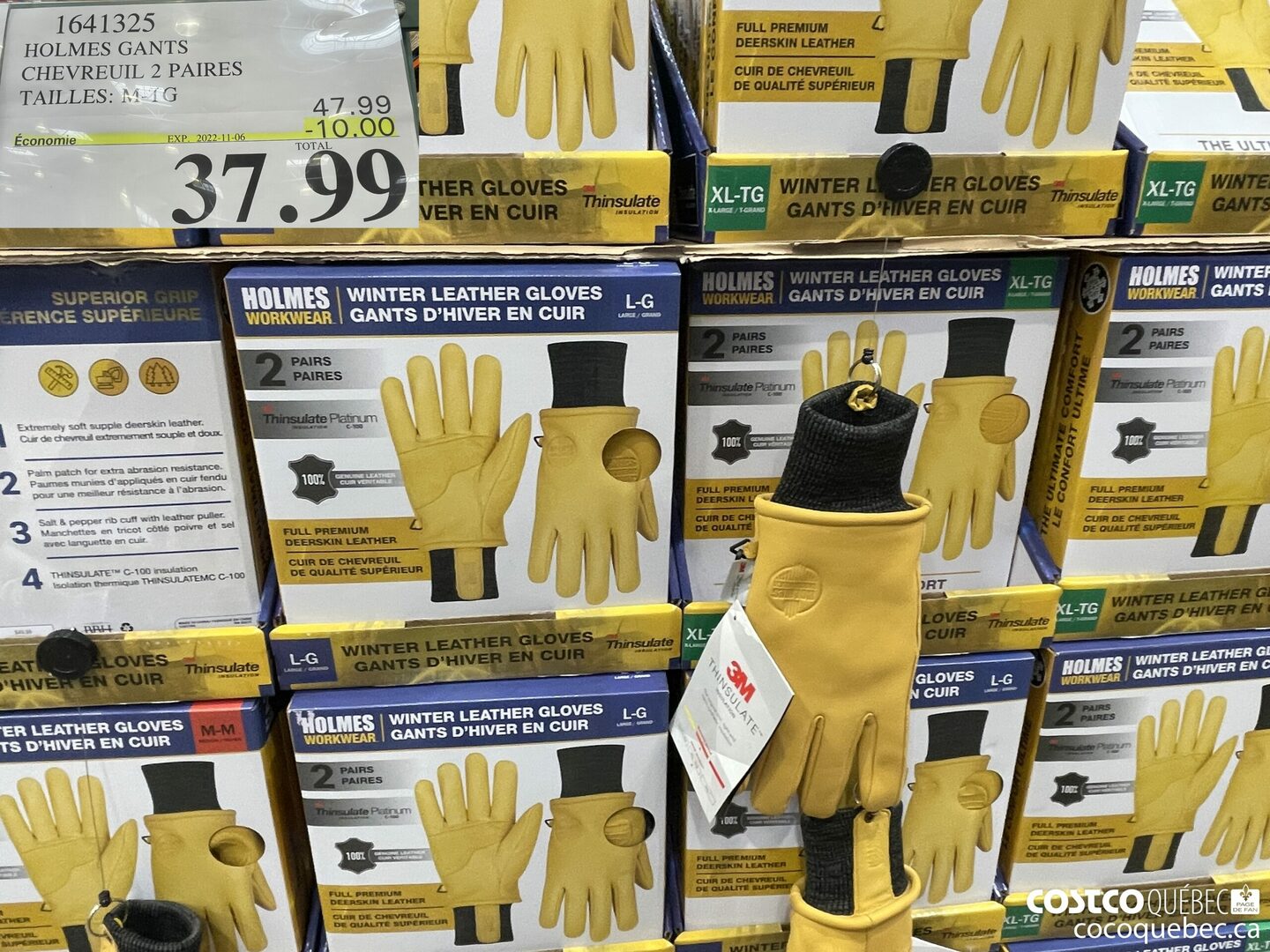 1641325 HOLMES GANTS CHEVREUIL 2 PAIRES TAILLES: M-TG ($10.00 INSTANT SAVINGS EXPIRES ON 2022-11-06) $37.99