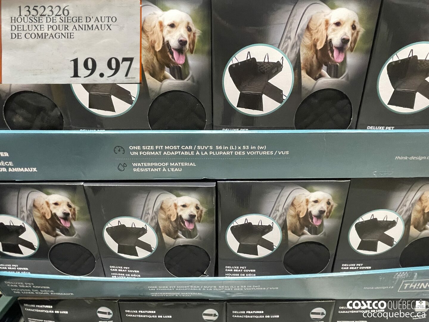 1352326 HOUSSE DE SIEGE D'AUTO DELUXE POUR ANIMAUX DE COMPAGNIE $19.97