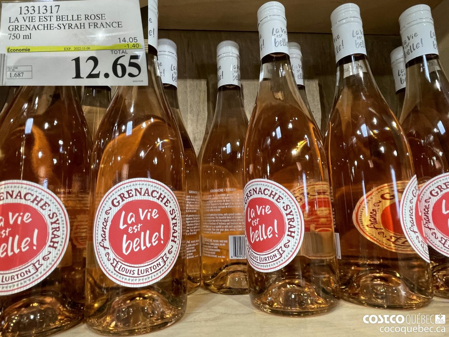 1331317 LA VIE EST BELLE ROSE GRENACHE-SYRAH FRANCE 750 ML  ($1.40 INSTANT SAVINGS EXPIRES ON 2022-11-06) $12.65