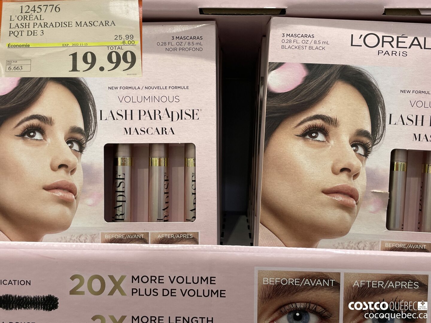 1245776 L'OREAL LASH PARADISE MASCARA POT DE 3  ($6.00 INSTANT SAVINGS EXPIRES ON 2022-11-13) $19.99