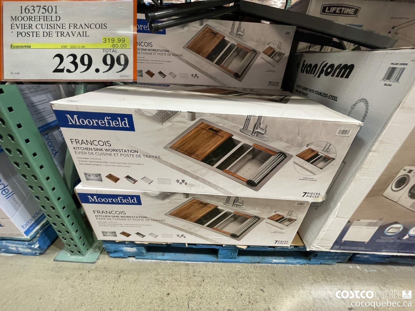 1637501 MOOREFIELD EVIER CUISINE FRANCOIS POSTE DE TRAVAIL 80,00 ($80.00 INSTANT SAVINGS EXPIRES ON 2022-11-06) $239.99