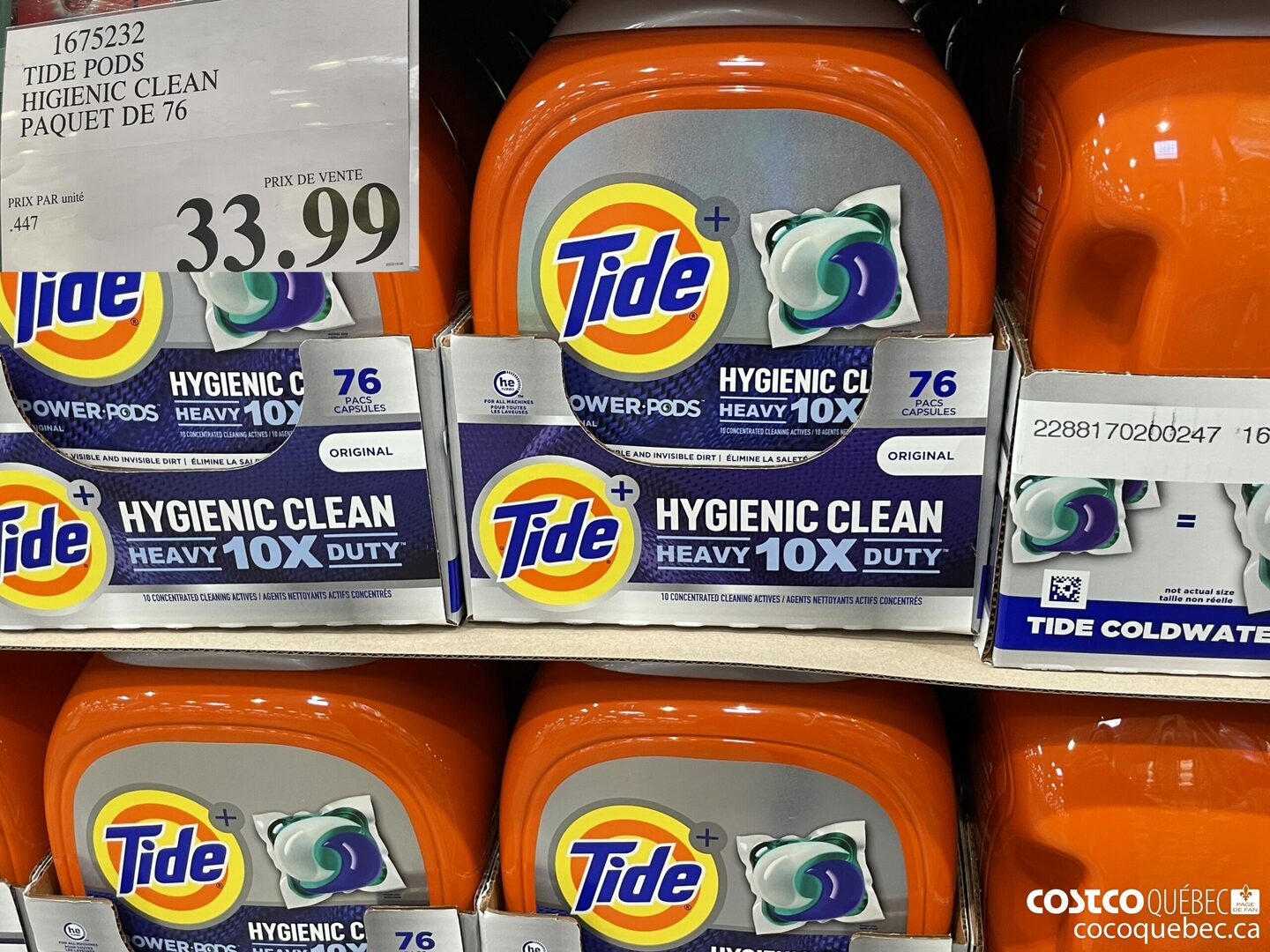 1675232 TIDES HIGIENIC CLEAN PAQUET DE 76 $33.99