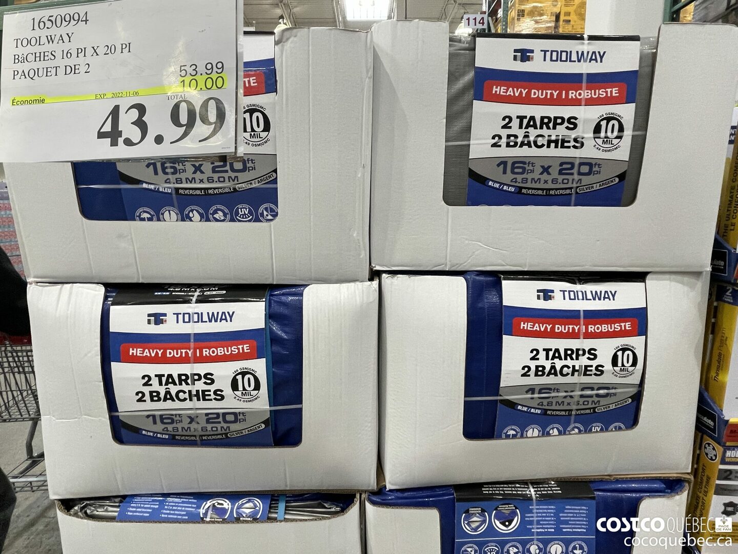 1650994 TOOLWAY BaCHES 16 PI X 20 PI PAQUET DE 2 ($10.00 INSTANT SAVINGS EXPIRES ON 2022-11-06) $43.99