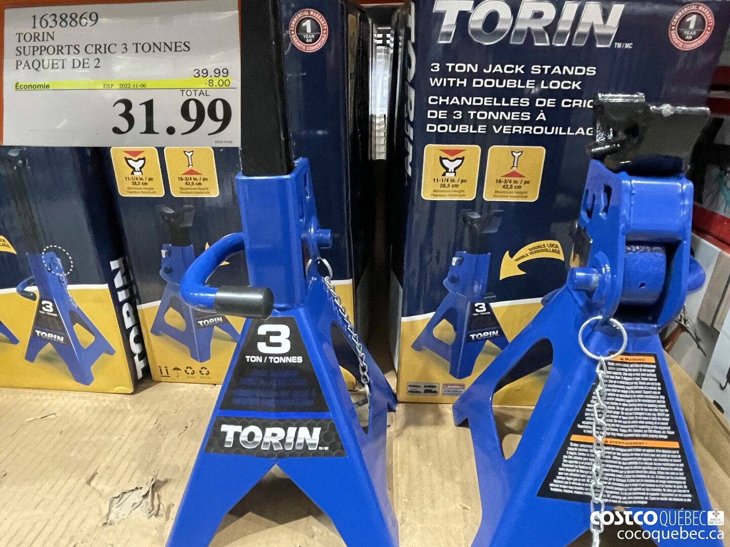 1638869 TORIN SUPPORTS CRIC 3 TONNES PAQUET DE 2  ($8.00 INSTANT SAVINGS EXPIRES ON 2022-11-06) $31.99