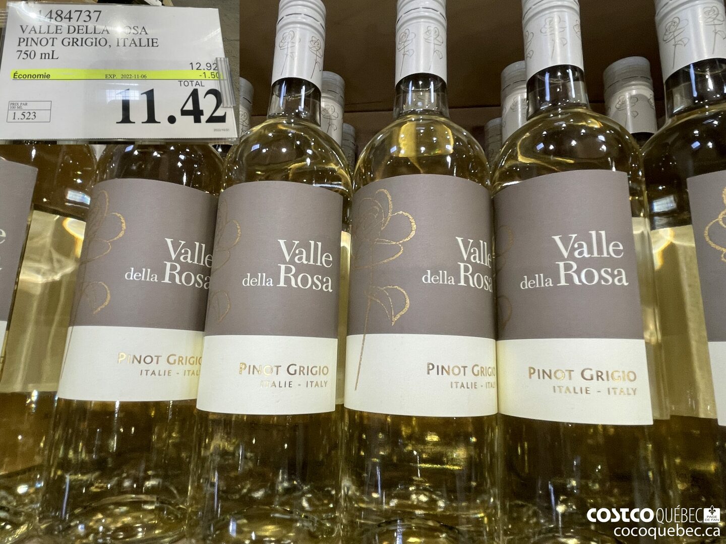 1484737 VALLEDELLA - ROSA PINOT GRIGIO, ITALIE 750 mL  ($1.50 INSTANT SAVINGS EXPIRES ON 2022-11-06) $11.42
