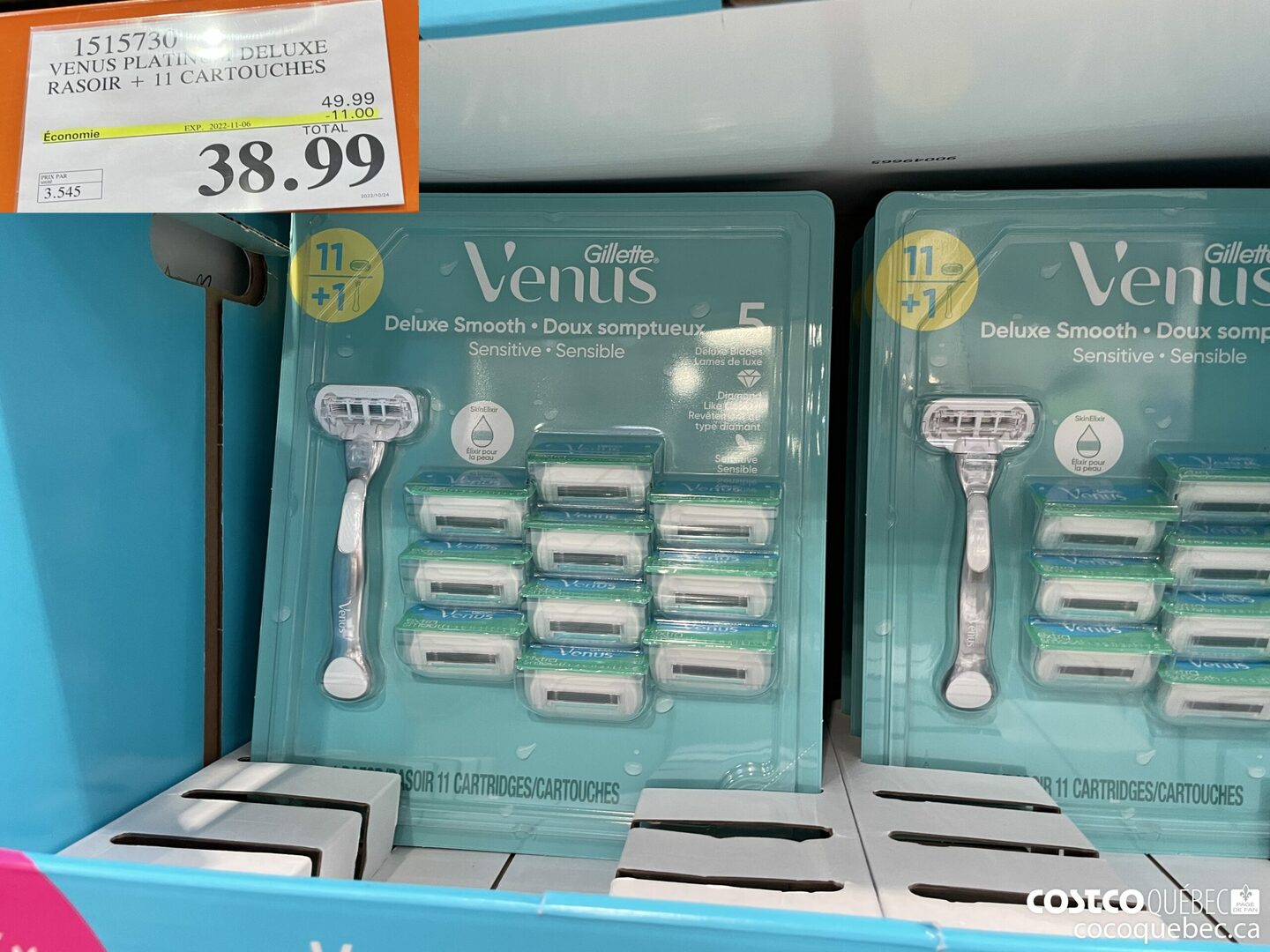 1515730 VENUS PLATINE DELUXE RASOIR + 11 CARTOUCHES  ($11.00 INSTANT SAVINGS EXPIRES ON 2022-11-06) $38.99