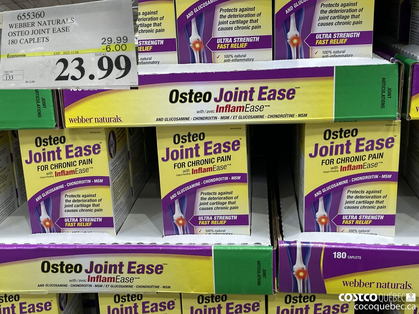 655360 WEBBER NATURALS OSTEO JOINT EASE 180 CAPLETS ($6.00 INSTANT SAVINGS EXPIRES ON 2022-11-06) $23.99