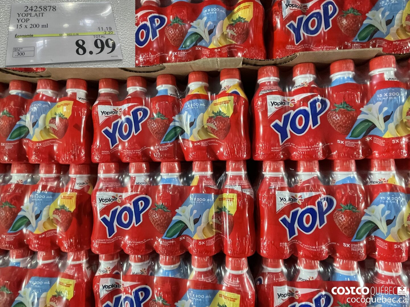 2425878 YOPLAIT YOP 15 x. 200 mL ($2.20 INSTANT SAVINGS EXPIRES ON 2022-11-06) $8.99