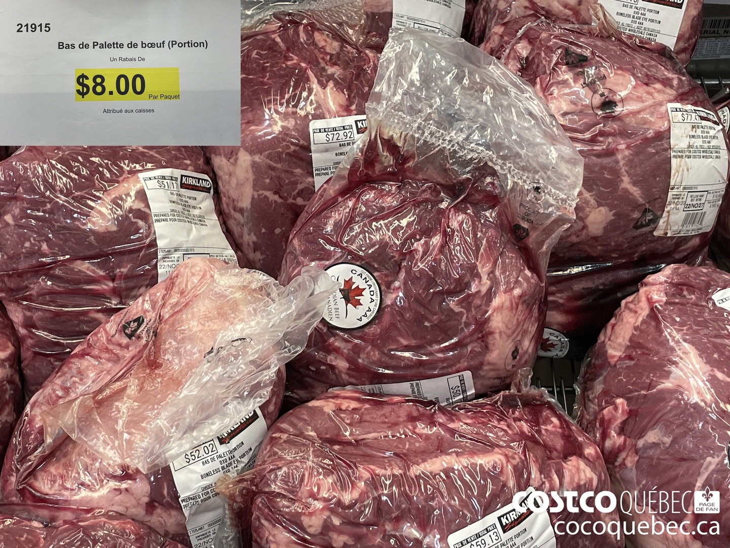 21915 Bas de Palette de boeuf (Portion) Un Rabais De Attribué aux caisses Par Paquet  $8.00