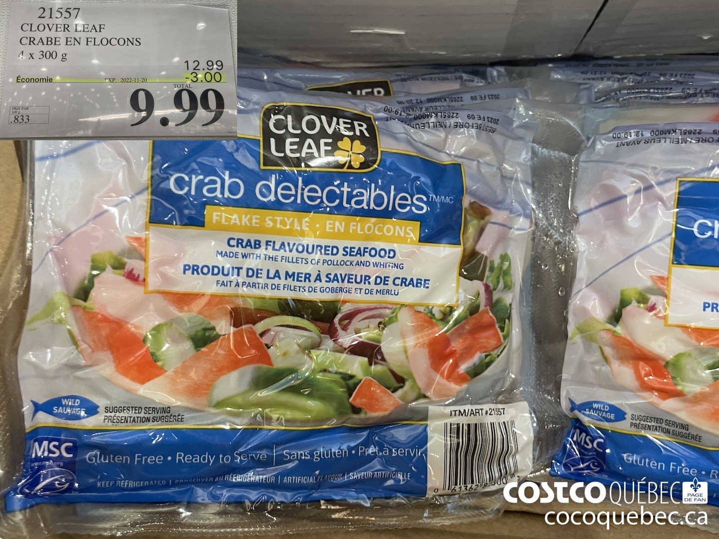 21557 CLOVER LEAF CRABE EN FLOCONS 4 x 300 g ($3.00 INSTANT SAVINGS EXPIRES ON 2022-11-20) $9.99