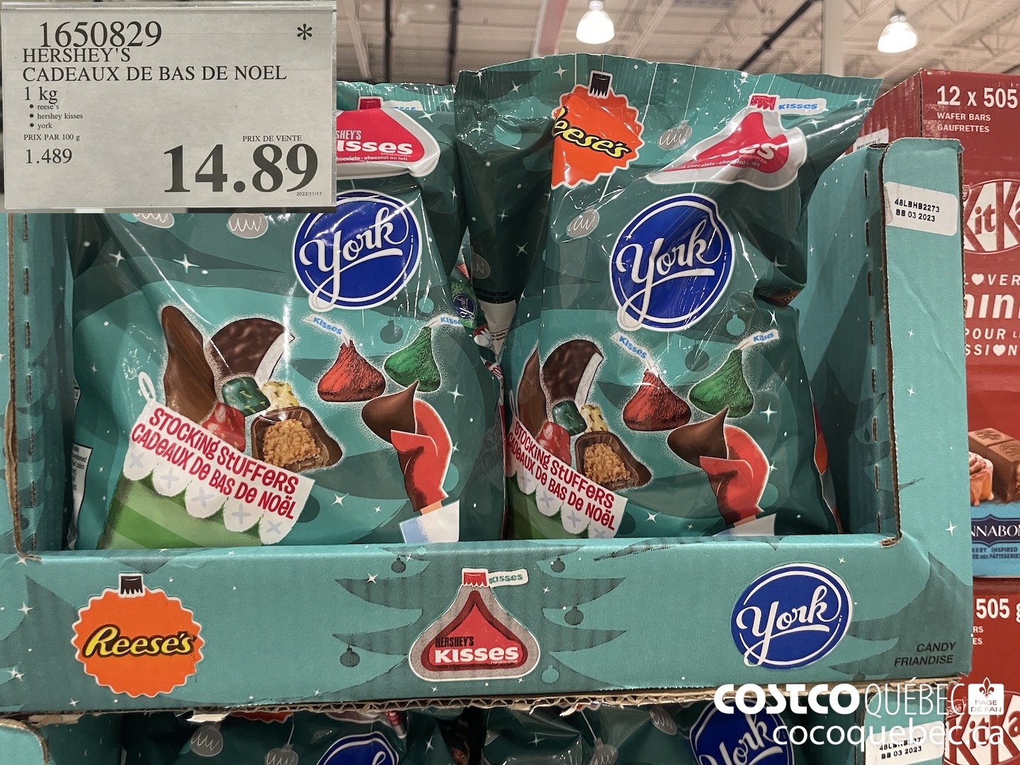 1650829 HERSHEY'S CADEAUX DE BAS DE NOEL 1 kg $14.89