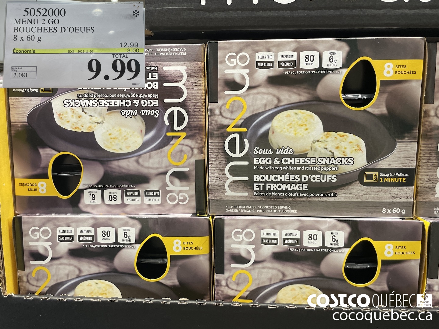 5052000 MENU 2 GO BOUCHEES D'OEUEFS 8x 60 ($3.00 INSTANT SAVINGS EXPIRES ON 2022-11-20) $9.99