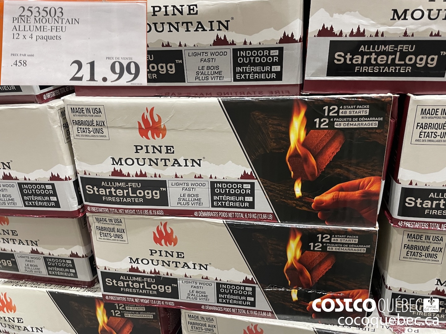 253503 PINE MOUNTAIN ALLUME-FEU 12 x 4 paquets  $21.99