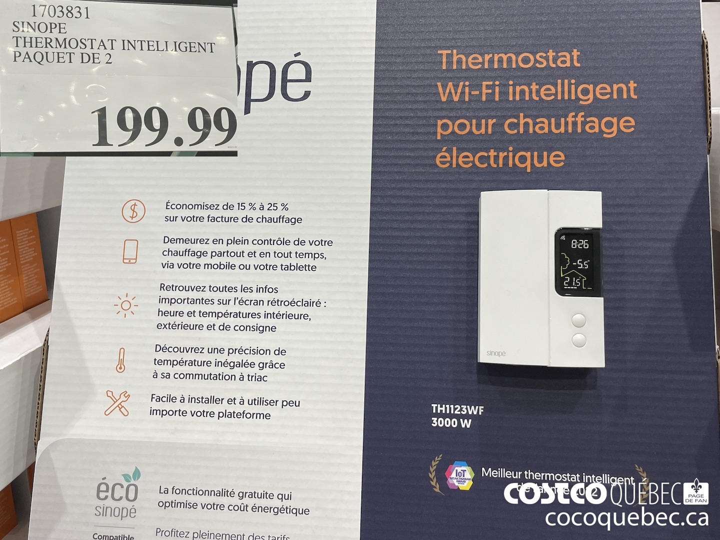 1703831 SiNOPE THERMOSTAT INTELLIGENT PAQUET DE 2  $199.99