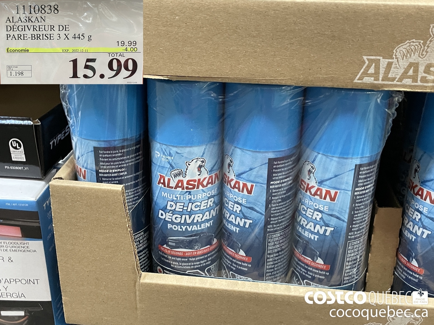 Dégivreur pour pare-brise en aérosol, ALASKAN, 445 g