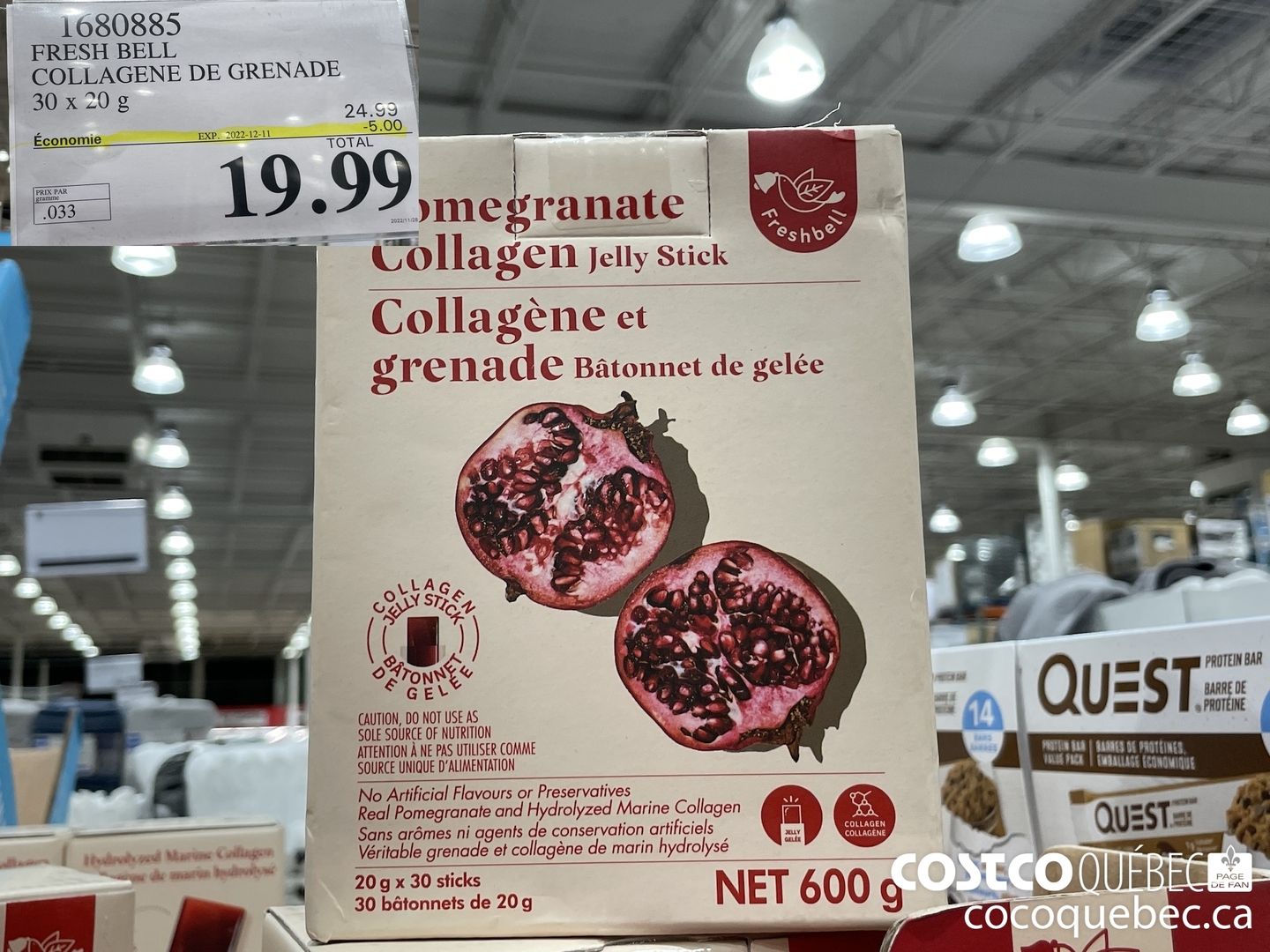 1680885 FRESH BELL COLLAGENE DE GRENADE 30 x 20 g 2022-12-11 00 ($5.00 INSTANT SAVINGS) $19.99