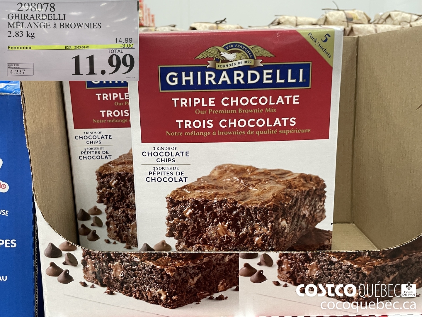 293078 GHIRARDELLI MELANGE a BROWNIES 2.83 kg Economie _ 2023-01-01 14. — a 11.  ($3.00 INSTANT SAVINGS EXPIRES ON 2023-01-01) $11.99
