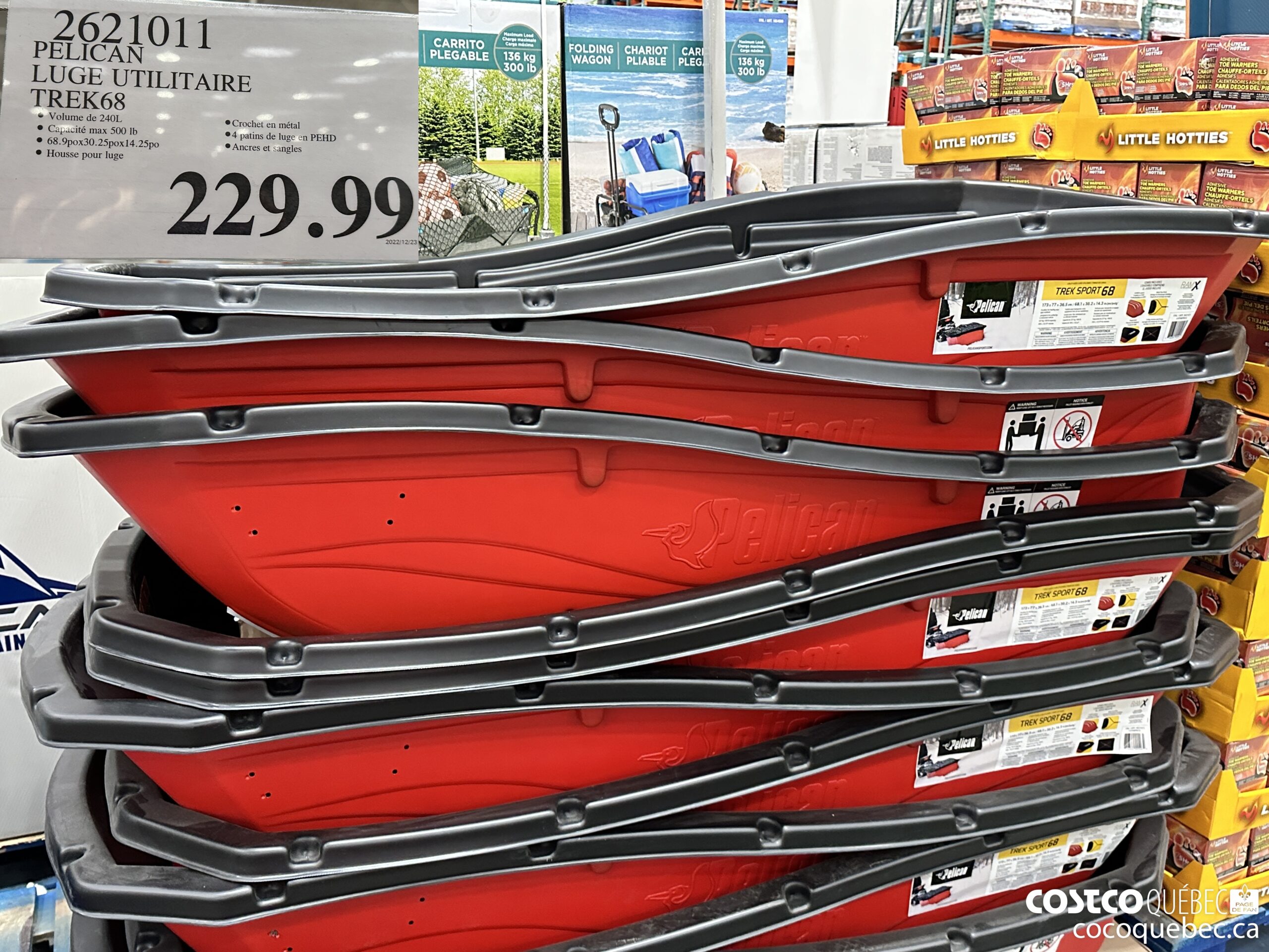 2621011 LUGE UTILITAIRE TREK68 68.9p0x30.25pox14.25po Housse pour luge Crochet en métal 4 patins de luge en PEHD Ancres et sangles  $229.99