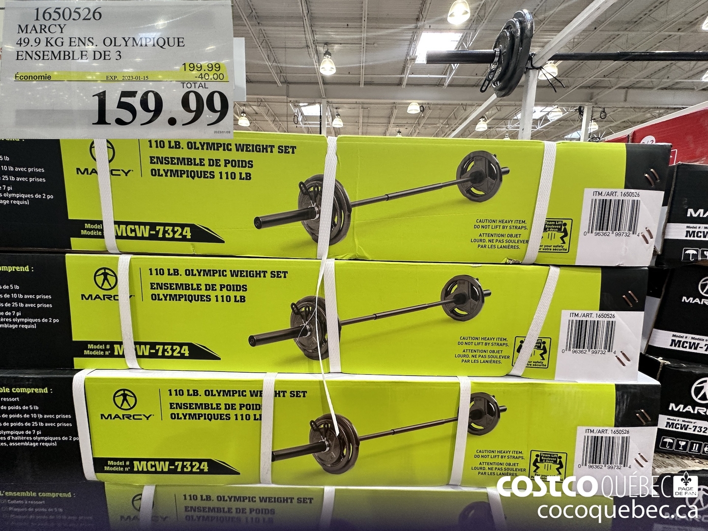 1650526 MARCY 49.9 KG ENS. OLYMPIQUE ENSEMBLE DE ($40.00 INSTANT SAVINGS EXPIRES ON 2023-01-15) $159.99