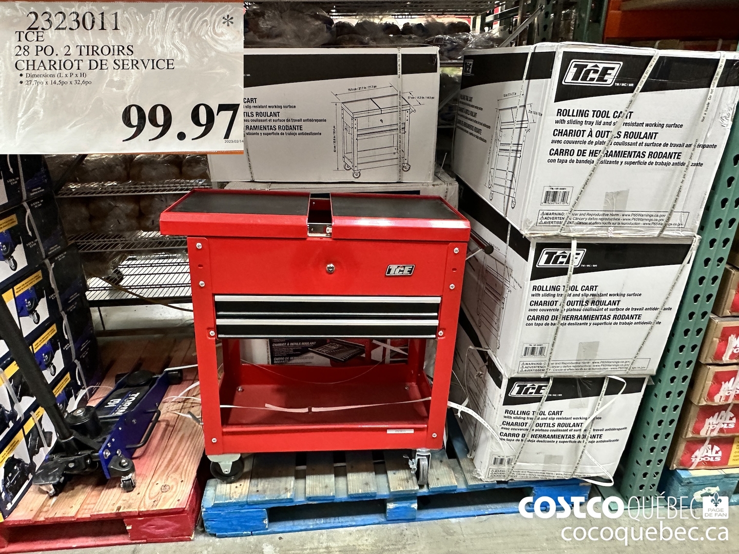 2323011 28 PO. 2 TIROIRS CHARIOT DE SERVICE  $99.97