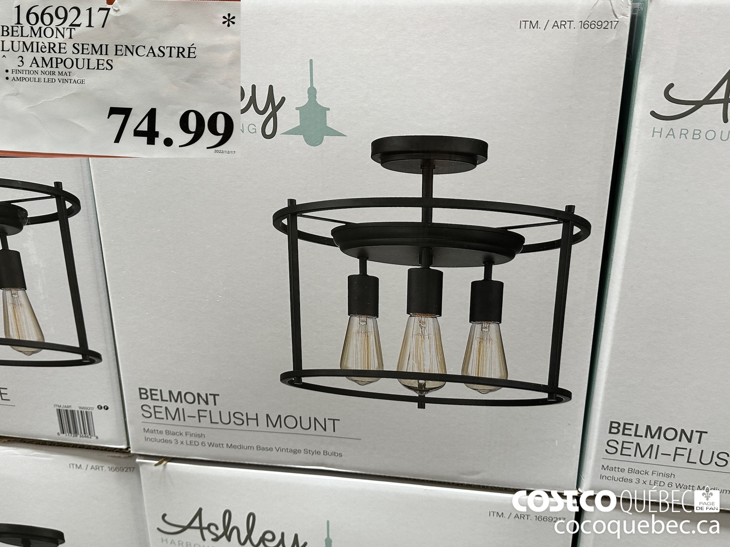 1669217 BELMONT LUMI&RE SEMI ENCASTRE * 3 AMPOULES  $74.99