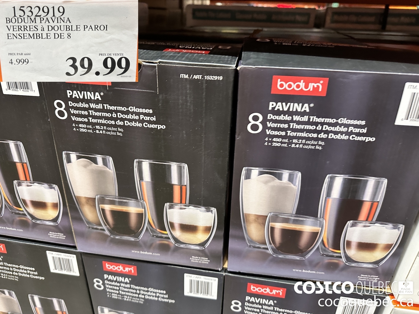 Promo Set De 8 Verres Double Paroi - Bodum chez Costco