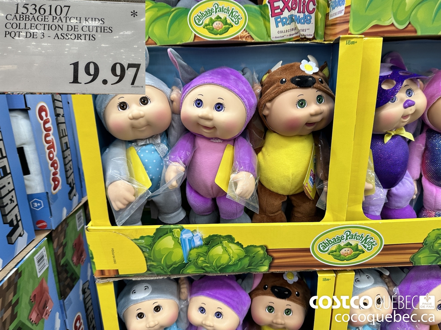 1536107 CABBAGE PATCH KIDS COLLECTION DE CUTIES PQT DE 3 - ASSORTIS  $19.97