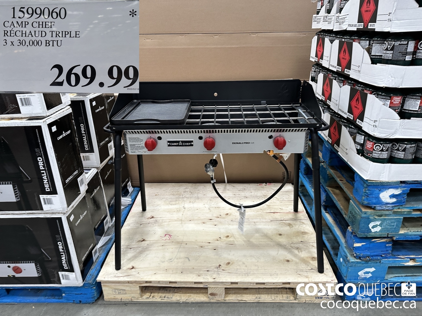 1599060 CAMP CHEF RECHAUD TRIPLE 3 x 30,000 BTU $269.99