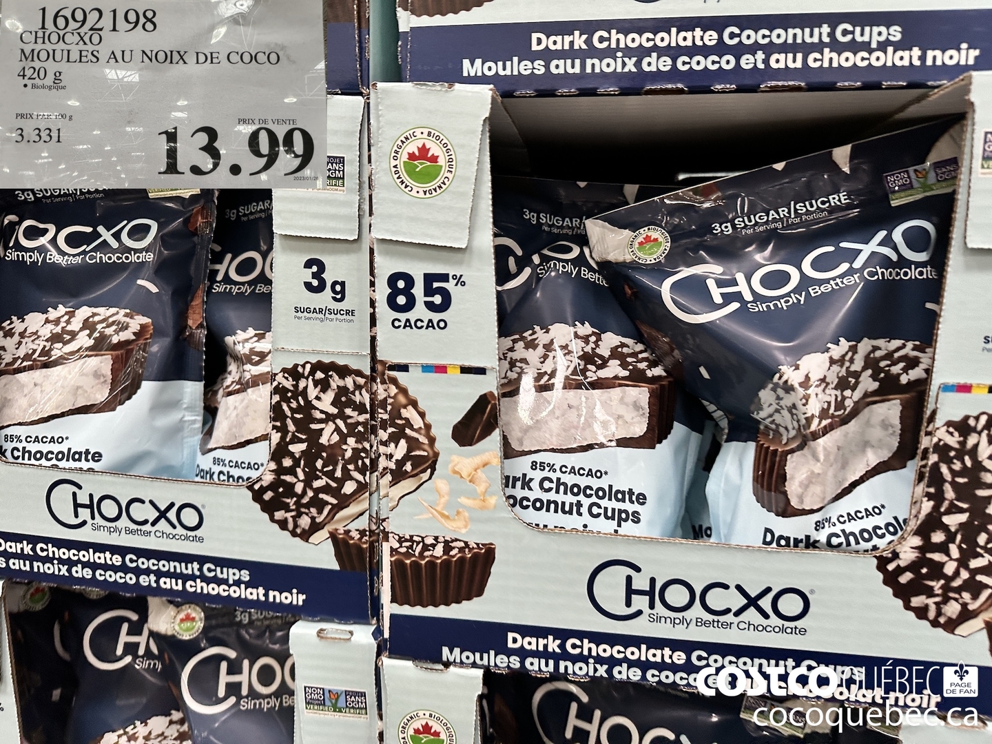 1692198 CHOCXO MOULES AU NOIX DE COCO 420 g  $13.99
