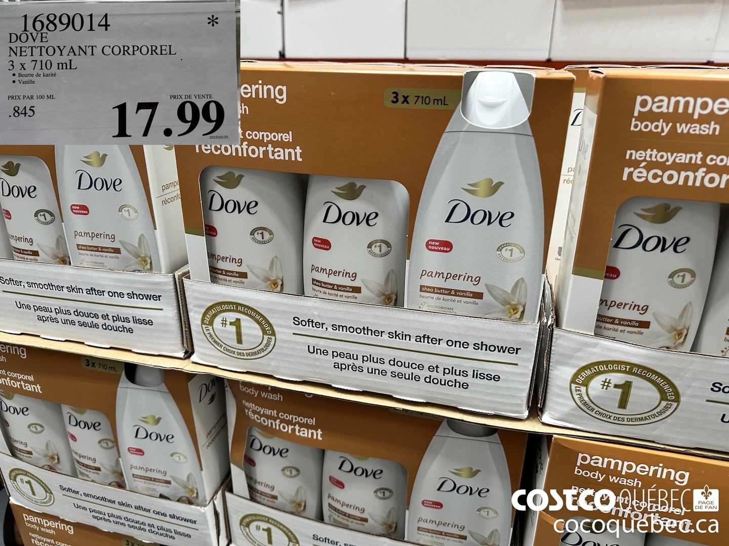 1689014 DOVE NETTOYANT CORPOREL 3 x 710 mL '  $17.99