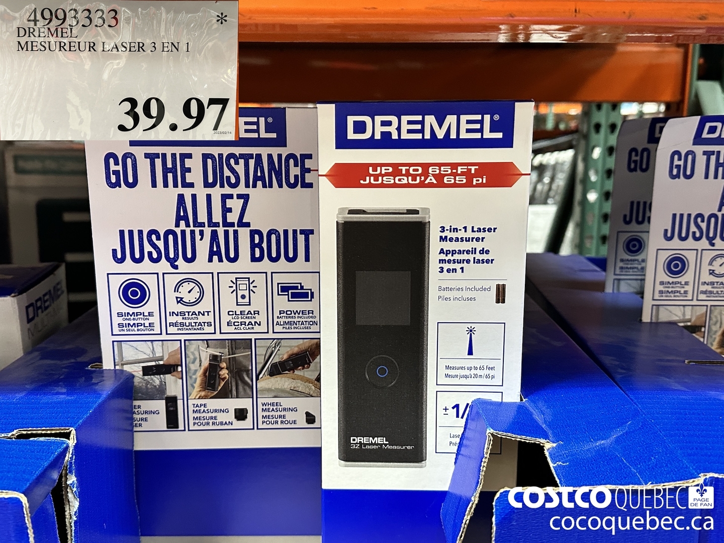 4993333 DREMEL MESUREUR LASER 3 EN 1  $39.97