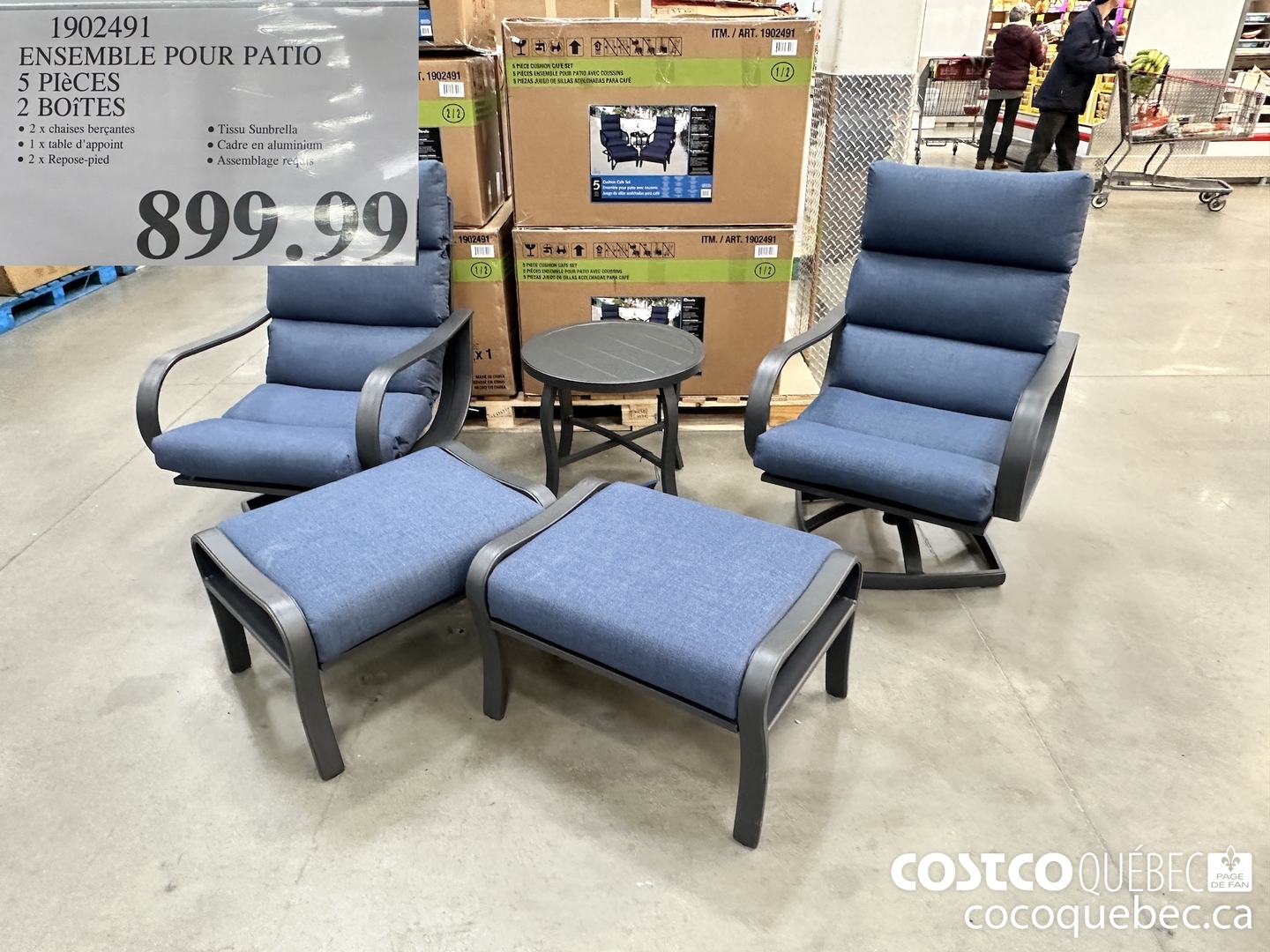 1902491 ENSEMBLE POUR PATIO 5 PIECES 2 BOITES  $899.99