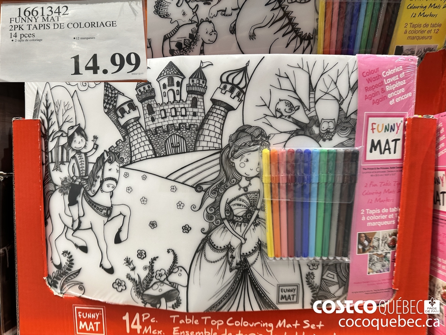 1661342 FUNNY MAT 2PK TAPIS DE COLORIAGE 14 pces 2 tapis de coloriage @ {2 marqueurs  $14.99