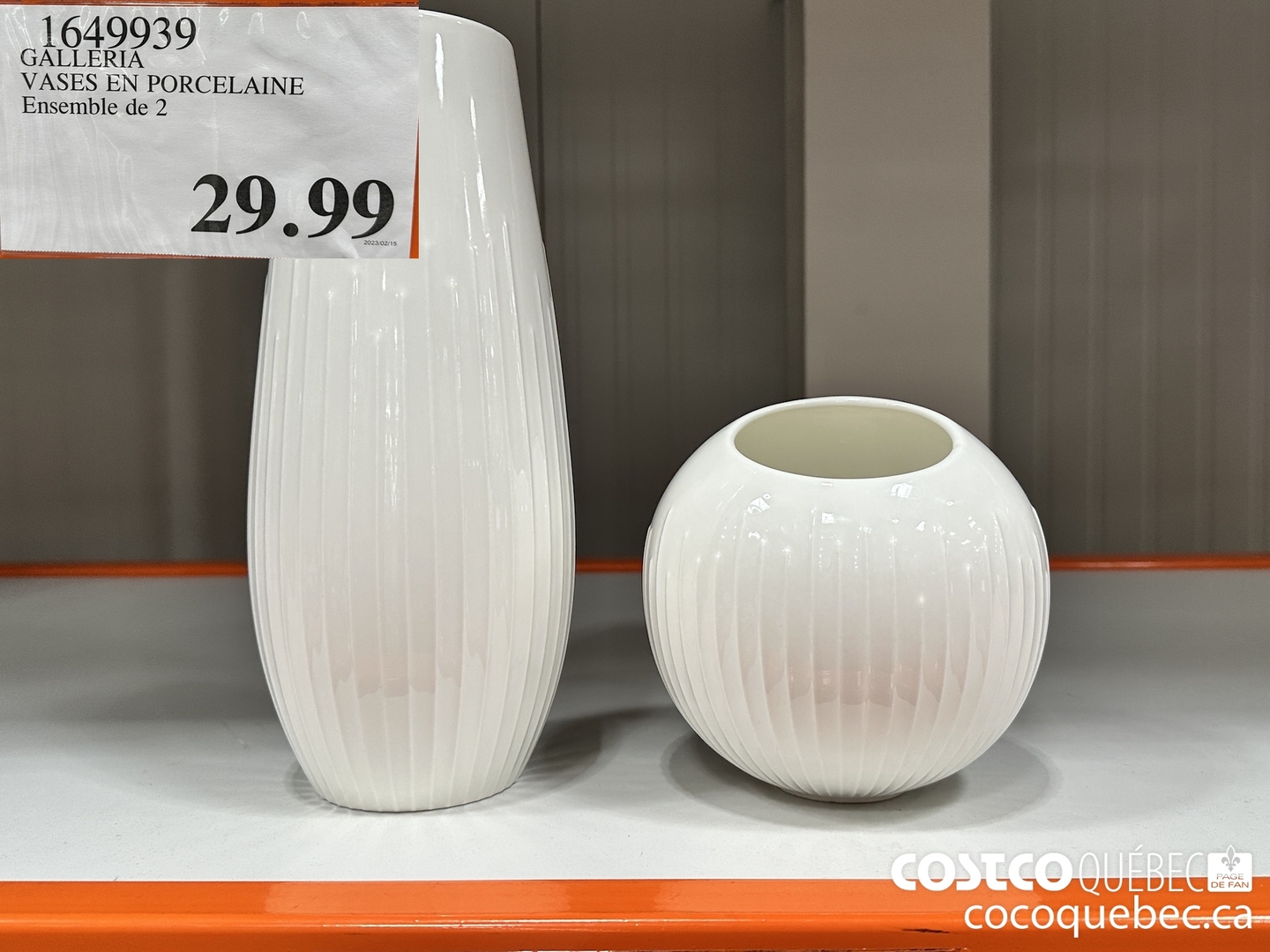 1649939 GALLERIA VASES EN PORCELAINE Ensemble de 2  $29.99