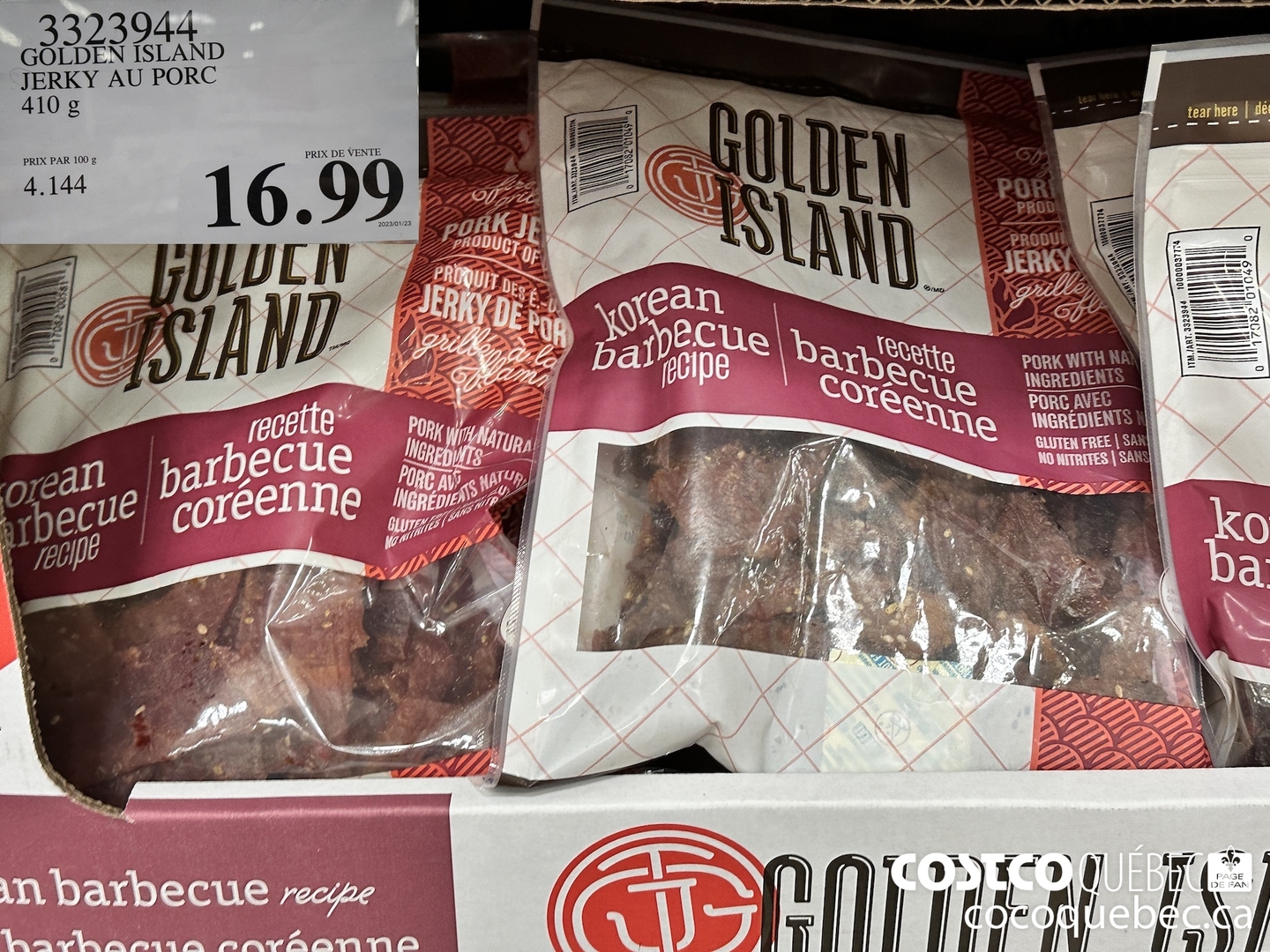 3323944 GOLDEN ISLAND JERKY AU PORC 410 g  $16.99