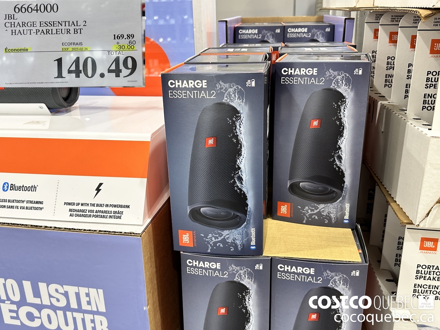 6664000 JBL CHARGE ESSENTIAL 2 * HAUT-PARLEUR BT ($30.00 INSTANT SAVINGS EXPIRES ON 2023-02-26) $140.49