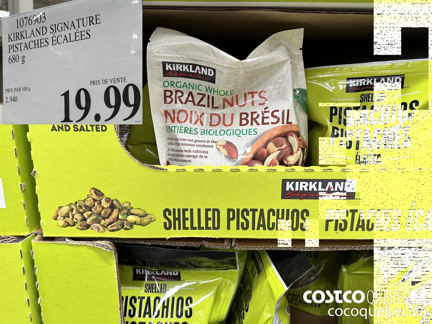 1076903 KIRKLAND SIGNATURE PISTACHES ECALEES 680 g $19.99