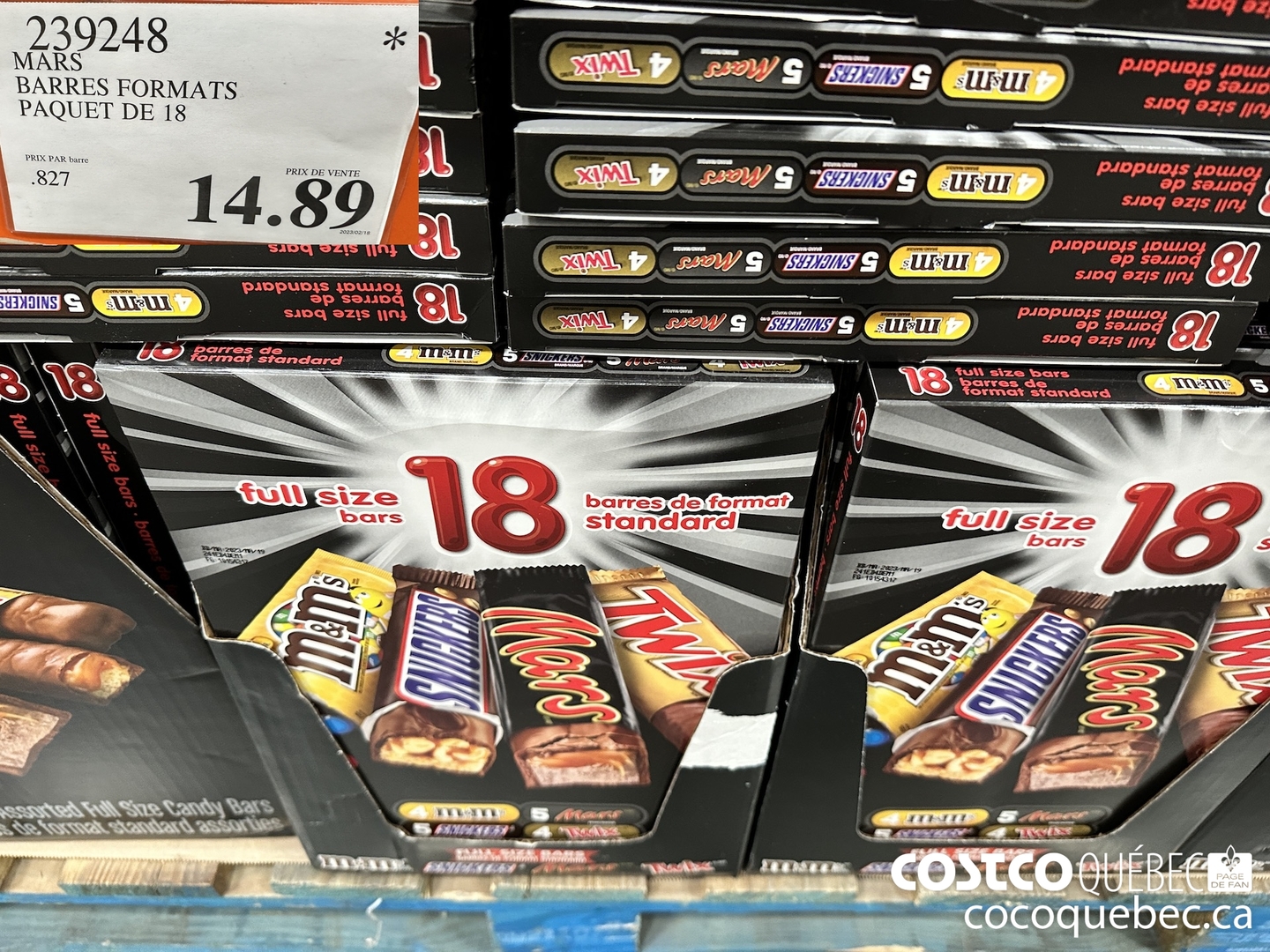 239248 MARS BARRES FORMATS PAQUET DE 18  $14.89