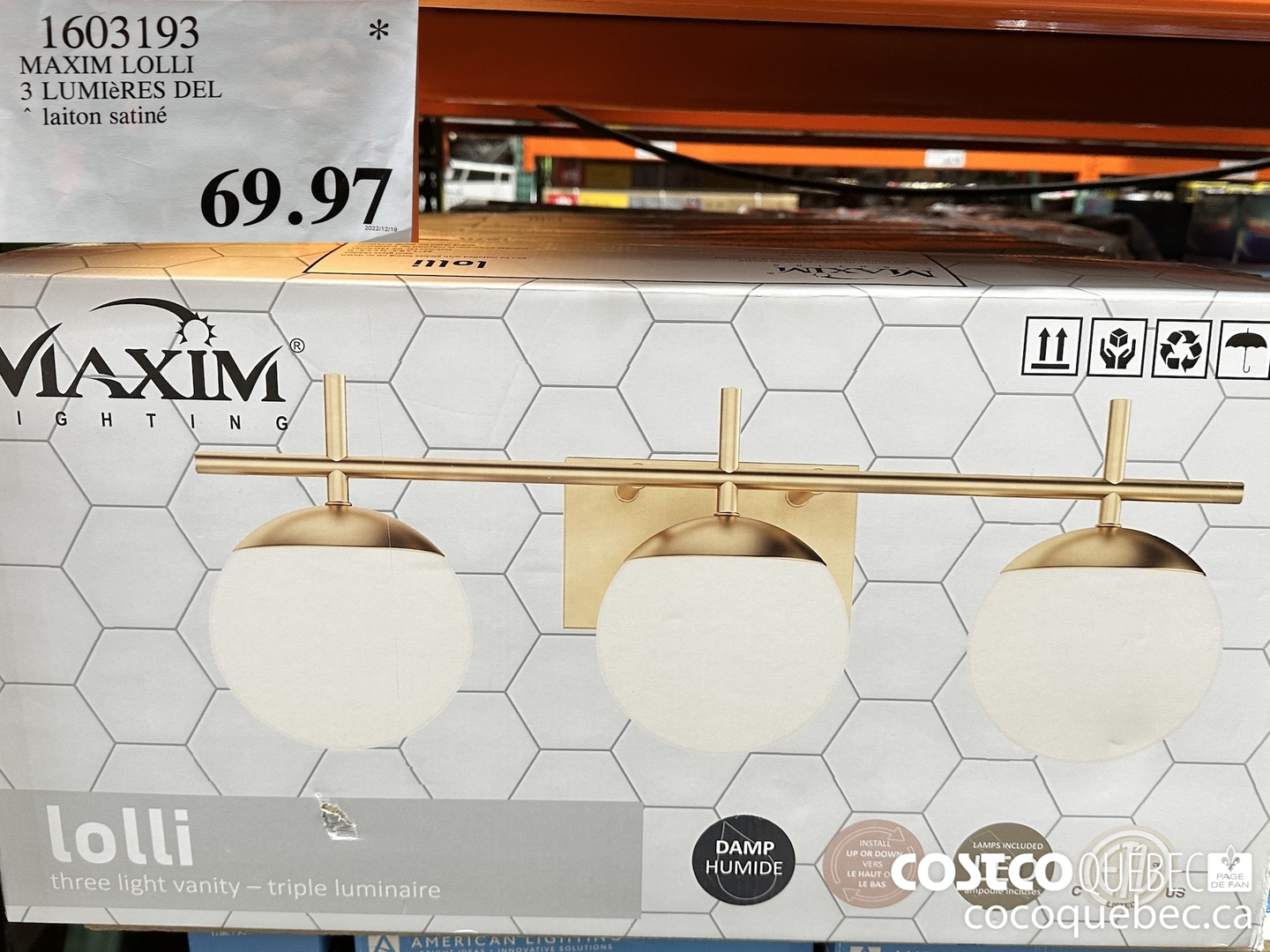 1603193 MAXIM LOLLI 3 LUMIéRES DEL  $69.97