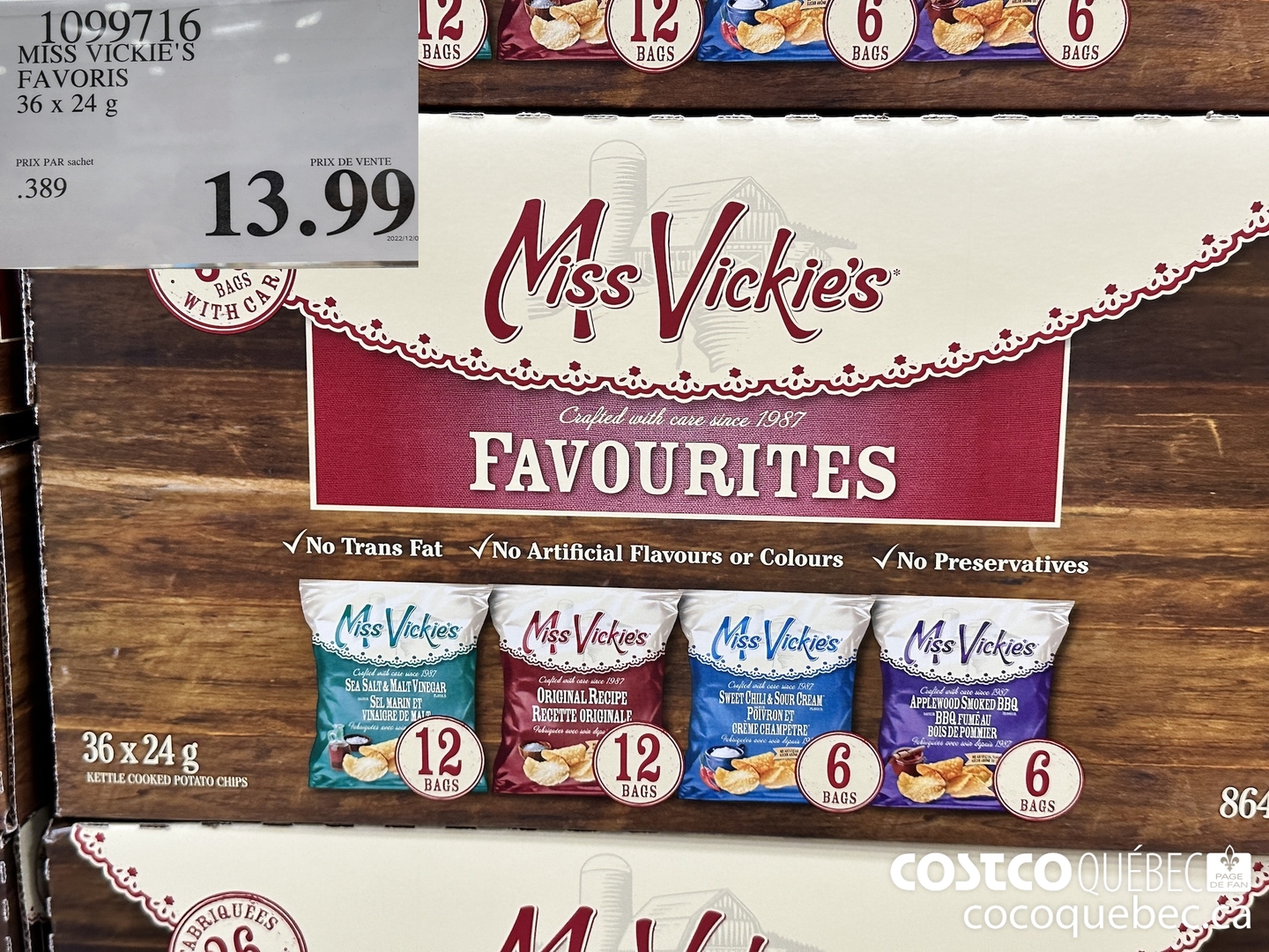 1099716 MISS VICKIE'S FAVORIS 36 x 24 g $13.99