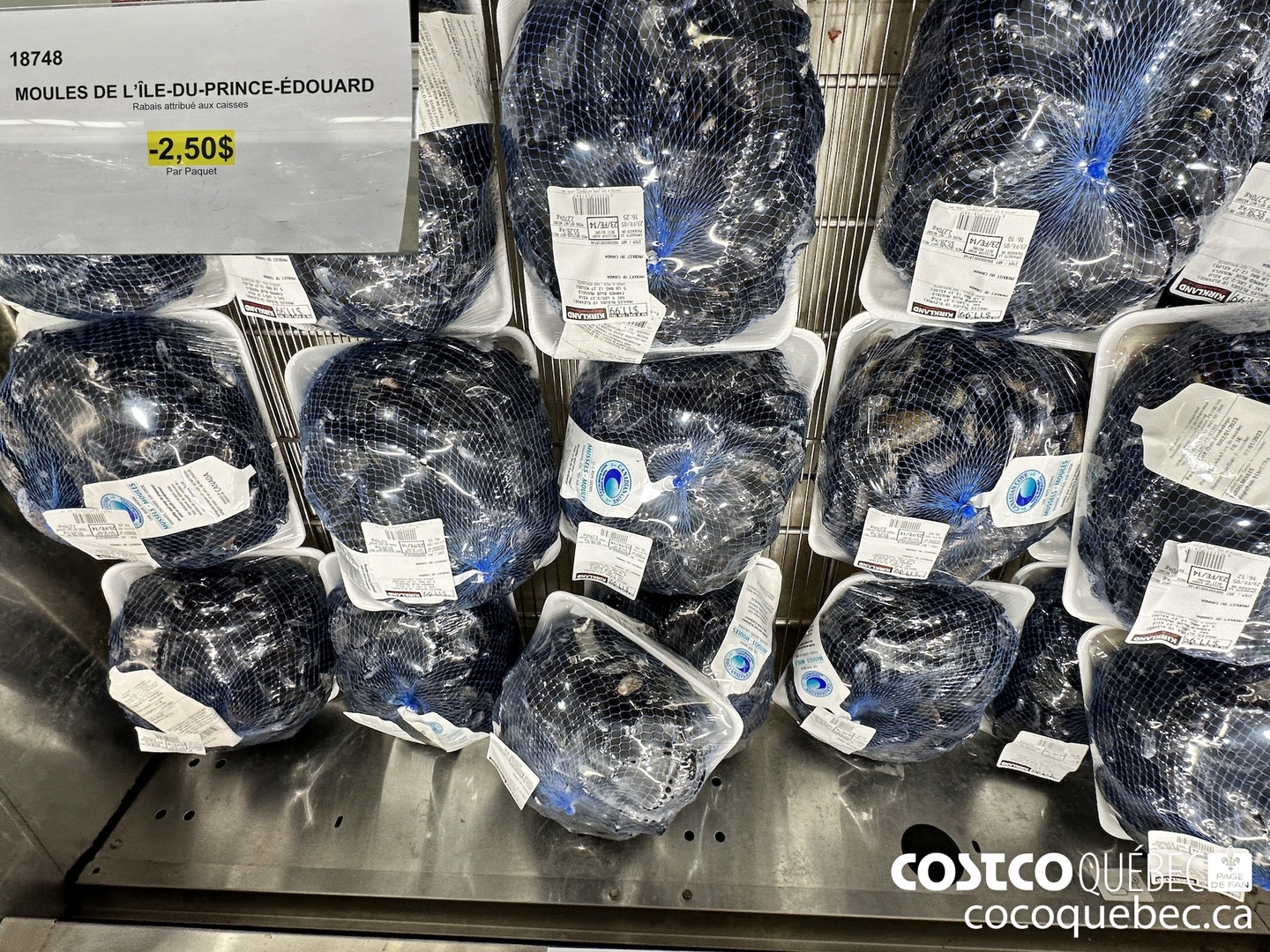 18748 MOULES DE L’ILE-DU-PRINCE-EDOUARD Rabais attribué aux caisses k Par Paquet  (EXPIRES ON 2023-02-19) $2.50