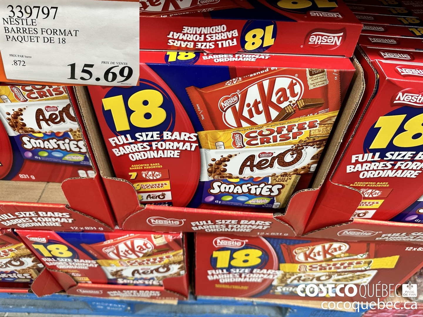 339797 NESTLE BARRES FORMAT PAQUET DE 18  $15.69